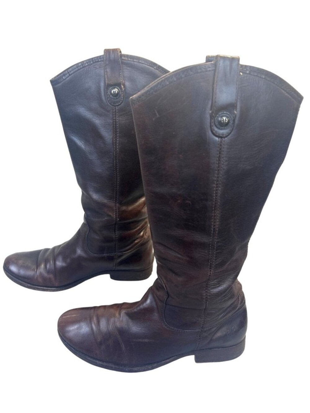 Vintage Frye Melissa Riding Boots SZ 9.5B Dark Brown Leather Tall Country Chic